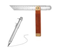 Sliding Bevel, Carpenters Tools, Bevel with Hardwood Handle Angle Measurement Tool Stainless Steel Blade Ruler For Craftsman Carpenter Architect Engineer Woodworking (with 1 Ballpoint pen)