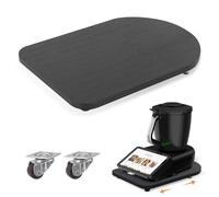 Sliding Board for Thermomix TM7, Bamboo Rolling Board with 360° Wheels, Easy Movement, Sliding Board as Accessory for Safe Stand of the Food Processor, Board for Thermomix (Black)