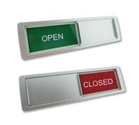 Sliding board with "open-closed" in a silver-colored plastic sliding profile approx. 178x50mm