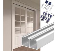 Sliding Bypass Door Hardware Kit for Double Doors, 4-10 ft Track Installation, Complete Closet Door Guide and System