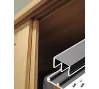 Sliding Bypass Double Cabinet Door Hardware Kit Black, Heavy Duty Pocket Door Set Track and Rollers, Aluminum Box Rail for Closet Door(174cm/68.5in)