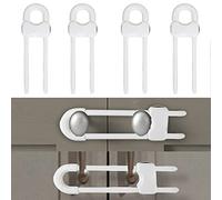 Sliding Cabinet Locks, Child Safety Locks U-Shaped Adjustable Child Proof Locks Multi-Purpose Latches for Drawers Closets Refrigerators Storage Doors Knobs Handles, 4PCS