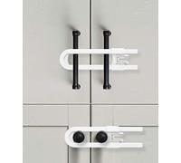 Sliding Cabinet Locks for Child Safety | Baby Proof Your Kitchen, Bathroom, and Storage Doors | Childproof Safety Locks for Knobs and Handles | Easy Install (4 Pack, White) (4 Pack White)