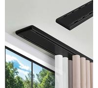 Sliding Ceiling Track System for Room Dividers 3.3FT13FT Adjustable Heavy Duty Double Rail with Silent Operation for Windows Office French DoorsBlack (190cm/6.2FT)