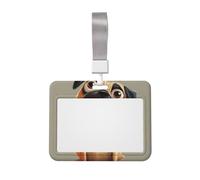 Sliding Chest Pretty Pug Dog Badge Protective Case, Id Card Information Protective Case, Suit for Offices, Conference Rooms, Schools, Etc.