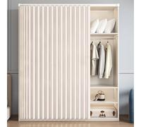 Sliding Closet Curtain, Dustproof Closet Curtain for Open Shelf with Magnetic/Rail, Waterproof Folding Cold Dustproof Curtain Under Sink Blackout Curtains for Kitchen,H1,Track W160/Curtain H220cm