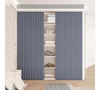 Sliding Closet Curtain with Magnetic, Dustproof Closet Curtain for Open Shelf with Rail,Waterproof Folding Cold Protection Kitchen Cabinet Shelf Shade Door Curtain,A2,Track W300/Curtain H240cm