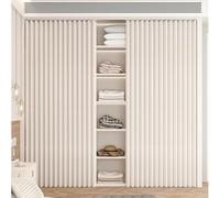 Sliding Closet Curtain with Magnetic, Dustproof Closet Curtain for Open Shelf with Rail,Waterproof Folding Cold Protection Kitchen Cabinet Shelf Shade Door Curtain,A1,Track W160/Curtain H180cm