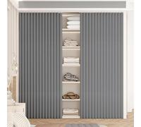 Sliding Closet Curtain with Magnetic, Dustproof Closet Curtain for Open Shelf with Rail,Waterproof Folding Cold Protection Kitchen Cabinet Shelf Shade Door Curtain,A3,Track W160/Curtain H240cm