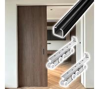 Sliding Closet Door Hardware and Track Kit 3 6 10 12 14 16 20 Ft, Aluminum Alloy Rail Kit and 8-wheels Hangers, Hidden Pocket Door Hardware for Home/Office/Study(Silver,13ft/4m)