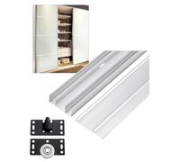 Sliding Closet Door Hardware Kit - Adjustable Upper & Lower Rail with Rollers Wheels for Smooth Operation