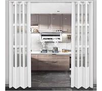 Sliding Closet Doors Kitchen/Bathroom/Hallway Temporary Accordion Sliding Door with Clear Acrylic Panel Sliding Folding Concertina Doors(188cmx203cm/74inx80in)