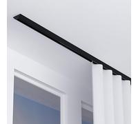 Sliding Curtain Track Ceiling,Aluminium Ceiling Mounted Curtain Tracks System,Home Commercial Extra Long Straight Curtain Rail Room Divider,2mm Thick Curtain Rod For Living(Size:2.5M,Color:black)
