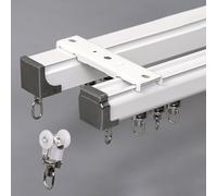 Sliding Curtain Track, Heavy-duty Aluminium Room Divider Rail with Alloy Pulley, Cuttable Double Tracks for Space Partition in Office or Living Room