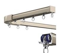Sliding Curtain Track System 90° Angle Curved & Straight Rod Single/Dual Track for Bay Windows Divider Easy Glide Curtain Rail for Home Decor.