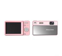 Sliding Digital Camera 64MP 16X Zoom 4K Video Electronic Stabilization Compact Metal ABS TF Card Support for Students Travel(Pink)