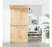 Sliding door 200x210 cm Solid Pine Wood Natural & White SmoothGlide TrackSystem