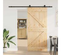 Sliding Door 213.5x3.5x210cm Natural Pine Top-Hung Space-Saving Black Track Rail