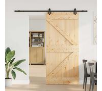 Sliding Door 213.5x3.5x210cm Natural Pine with Black Steel Top Rail Space-Saving