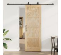 Sliding Door 73.5x211 cm Natural Solid Pine Wood Black Top Track Smooth Quiet XL