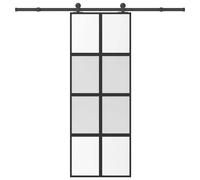 Sliding Door 76x205 cm Black Matte/Transparent Tempered Glass Aluminium SlimEdge