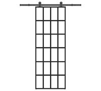 Sliding door 76x205cm Transparent ESG glass with black aluminium frame & set 5mm