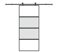 Sliding door 90x205 cm Black ESG Tempered Glass Aluminium Frame & Hardware Slim