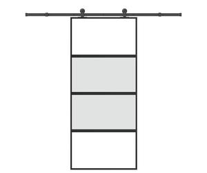 Sliding door 90x205 cm Black ESG Tempered Glass Aluminium Frame & Hardware Slim
