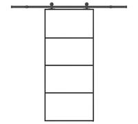 Sliding door 90x205cm Black ESG Glass Aluminium Frame + 152.5cm Hardware Kit Set