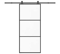 Sliding Door 90x205cm ESG Tempered Glass Black Aluminium Frame & Rail Set KitX1