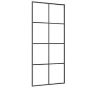 Sliding Door Black 90x205 cm ESG Glass and Aluminium Barn vidaXL