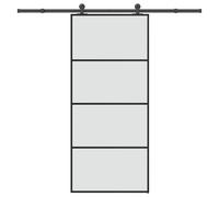 Sliding door Black 90x205cm ESG Glass Aluminium Matt with Hardware Complete Kit