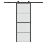 Sliding door Black ESG glass aluminium 76x205 cm 5mm Black hardware silent kit.