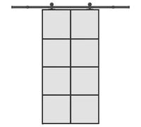 Sliding Door Black Matt 102.5x205cm 5mm ESG Glass Aluminium Frame Slim MinimalX
