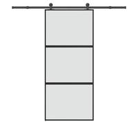 Sliding door Black Matt 90x205cm Tempered Glass Aluminium Frame 5mm Soft-close.