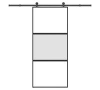 Sliding door Black Matt 90x205cm Tempered Glass Aluminium Frame 5mm Soft-close.