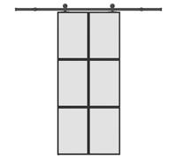 Sliding door Black Matt 90x205cm Tempered Glass Aluminium Frame 5mm Soft-close.