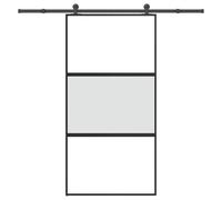 Sliding Door Black Matt Tempered Glass Aluminium Frame 102.5x205 cm Kit Premium