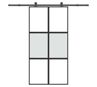 Sliding Door Black Matt Tempered Glass Aluminium Frame 102.5x205 cm Kit Premium