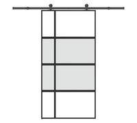 Sliding Door Black Matt/Transparent Tempered Glass Aluminium 102.5x205cm 5mm kit