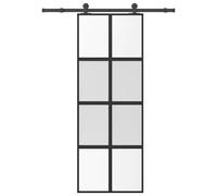 Sliding Door Black Matt/Transparent Tempered Glass Aluminium 76x205cm +Hardware