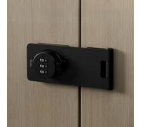 Sliding Door Bolt Latch with Combination Lock for Rooms For drawers Cabinets Providing Resistant Zinc Alloy Build and Enhanced Security Installation (Black 4.5inch)