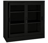 Vidaxl Sliding Door Cabinet Black 90X40X90 Cm Steel