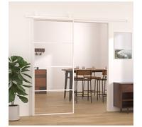 Sliding Door clear ESG glass aluminium frame white 90x205 cm slim 5mm sleek look