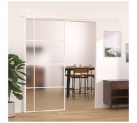 Sliding Door Clear ESG Glass Aluminium White 90x205cm Slimline Silent QuietTrack