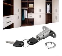 Sliding Door Cylinder Plunger Lock with Keys for Closet Showcase and Cabinet, Zinc Alloy Bright Chrome Finish, Secure Fixing Clasp Swinging, Suitable(23mm)