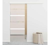 Sliding Door ESG Glass and Aluminum 76x212 cm Silver, Quiet Interior Barn Door Style with 178 cm Rail, Modern Space-Saving Design