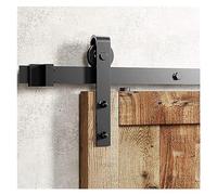 Sliding Door Fitting Kit, Carbon Steel Barn Door Sliding Hardware Kit | Black Size 1 Sliding Door Hardware: Fits 450mm-1400mm Width Doors(8ft 2440mm)