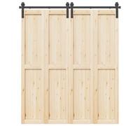 Sliding Door Fitting Set 183 cm Powder Coated Steel Black with Door Stopper and Floor Guide for Room Door, Burglary Protection, Assembly, Security, Home and Front Door