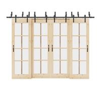 Sliding Door Fitting Set 305 cm Steel Black Powder Coated with Door Stops and Castors for Barn Doors Indoor and Outdoor Assembly Renovation Replacement Part Safety